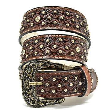 Imagem de Cinto Country Feminino Em Couro Atrevidus Com Strass/cravo Primavera -