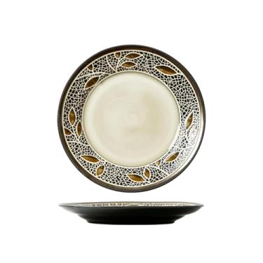 Imagem de Utensílios de mesa de cerâmica criativos redondos simples e delicados estilo europeu para uso doméstico retrô - prato pequeno de 21,6 cm