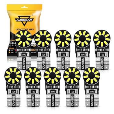 Imagem de Auxbeam Lâmpadas de LED 194 brancas, Canbus super brilhante livre de erros 168 2825 T10 W5W lâmpadas de LED 6000K para placas de carro luzes de entrada com mapa de cúpula luzes de leitura de painel de porta pacote com 10