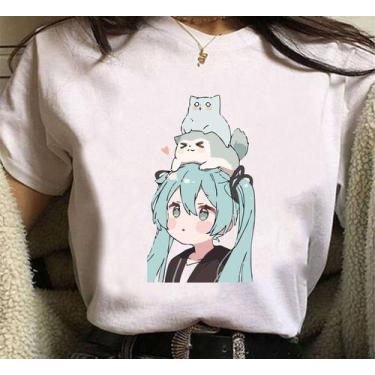 Imagem de Camiseta Hatsune Miku Gatinho Unissex - sneko, Branco, P