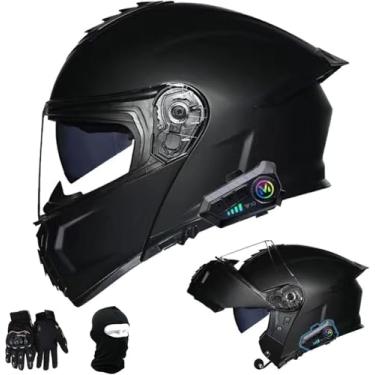 Imagem de Capacete De Motocicleta Modular Bluetooth Com Fivela De Liberação Rápida Capacete De Motocross Com Viseira Dupla Integral Dot/Ece Com óculos De Proteção Embutidos De Camada D, E, L(57-58CM)