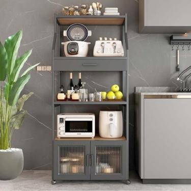 Imagem de Armários De Armazenamento Armário De Despensa, Armário De Bar, Armário De Cozinha, Aparadores Para Cozinha, Armário De Estação De Bar De Café Com Armário De, Black-4layer, 80cm