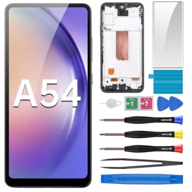 Imagem de BESJMYT Substituição de tela AMOLED para Samsung Galaxy A54 com moldura AMOLED Display Touch Digitalizador, montagem completa, vidro fixo com kit de ferramentas de reparo SM-A546U SM-A546U1