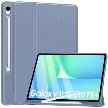 Imagem de YRH Capa para Samsung Galaxy Tab S10 FE+ Plus de 13,1 polegadas 2025, capa traseira de TPU macio para tablet com hibernar/despertar automático, suporte para caneta, 33.3 cm (roxo)