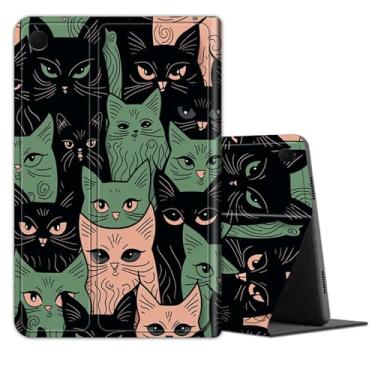 Imagem de BREIDMKFM Capa fina para Samsung Galaxy Tab A9+/A9 Plus 27.7 cm 2023, TPU leve à prova de choque com capa hibernar/despertar automática para tablet Samsung Galaxy A9+ SM-X210/X216/X218, gatos verdes