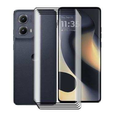 Imagem de Película protetora de tela temperada para Motorola Moto G85, KJYFOANI [pacote com 5] alta transparência [dureza 9H] [livre de bolhas] película protetora de vidro temperado para Motorola Moto G85 de