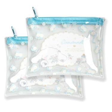 Imagem de MENBLY Mini bolsa plana transparente San-rio Japonesa, pacote com 2 - bolsa de maquiagem/cosméticos com estampa floral - compacta e durável - ideal para moedas, cartões, cosméticos, artigos de