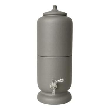 Imagem de Filtro de Barro Artesanal, 6 Litros, Cinza, com Torneira e Vela Filtrante, 46 cm Altura