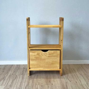 Imagem de Aparador de Madeira Pinus Linea de 3 Prateleiras Slim com 1 Gaveta Noz