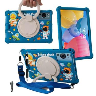 Imagem de Capa para tablet TCL Tab 10 5G 10,1 polegadas/TCL Tab 10S 9081X/9080G/9183W, capa de silicone macio antiestresse com suporte giratório/suporte para lápis/alça de ombro/caneta para TCL Tab 10,1