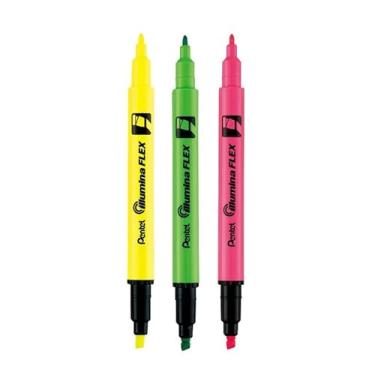 Imagem de Pentel Marca-Texto Illumina Flex Kit Com 3 Cores Amarelo, Verde, Rosa KITSLW11-3F
