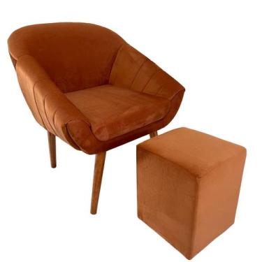 Imagem de Kit Poltrona Giovana Puff Quadrado e Almofadas em Sued Premium - Sua C