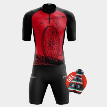 Imagem de Conjunto de Ciclismo Masculino- Camisa Bike Roda Vermelha (PRO) e Berm