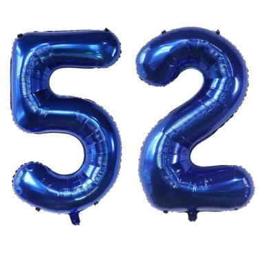 Imagem de 52 balões com número de hélio azul marinho 52 balões autovedantes para decorações de aniversário e decoração de festa de aniversário (azul marinho 52)