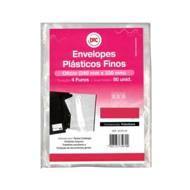 Imagem de Envelope plástico ofício 4 furos fino 0,06mm c/ 50un - DAC
