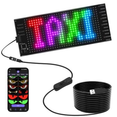 Imagem de Scrolling Bright 1 peça olho diabo para para-brisa de carros - 17,8 cm x 7,6 cm [chip atualizado duas telas 100% sincronizadas] Olhos de LED programáveis para carrinho de golfe de motocicleta