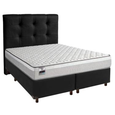 Imagem de Cama + Box Preto e Colchão Molas Ensacadas Queen - Hanover Inducol + C