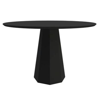 Imagem de Mesa Redonda 4 lugares Com Vidro de 117cm  Sem Cadeiras Chelle Preto - Preto - ÉdeCasaMóveis