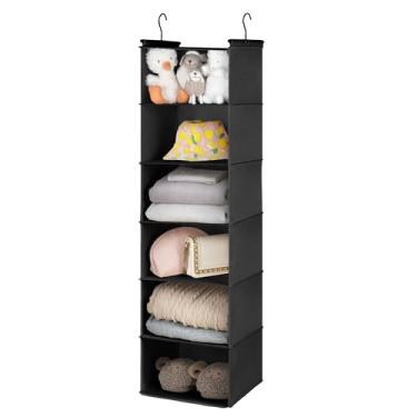 Imagem de GRANNY SAYS Organizadores e armazenamento de armário com 6 prateleiras, organizador dobrável para pendurar no armário com 2 ganchos resistentes, prateleiras suspensas grandes para organizador semanal