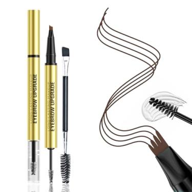 Imagem de Caneta de sobrancelha e gel de sobrancelha transparente - Lápis de sobrancelha para mulheres com traços naturais de cabelo, maquiagem de sobrancelha definida o dia todo, à prova d'água, à prova de