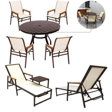 Imagem de Kit Praia Completo Jogo de Mesa e Espreguiçadeiras para Piscina - Noss