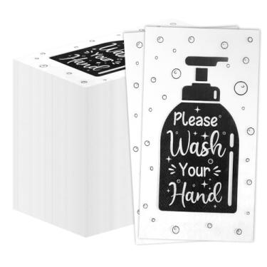 Imagem de Guardanapos de papel descartáveis, 100 peças de toalhas de mão descartáveis para banheiro, toalhas de papel macias para hóspedes, guardanapos decorativos de banheiro para quarto de pó, casamento