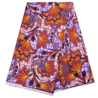 Imagem de Stioyitois Tecido African Batik Ankara Wax Print Kente Bronzing Gold Stamping Fabric 6 jardas M5