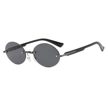 Imagem de Óculos de sol ovais sem armação, óculos de sol femininos de luxo, leves e modernos, para férias na praia no verão (cinza)