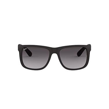 Imagem de Óculos de Sol Ray-Ban RB4165 Justin Retangulares, Borracha Preta/Gradiente Cinza, 54 mm