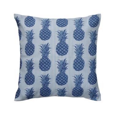 Imagem de Capa de almofada VivaIN estampa abacaxi azul semi impermeável