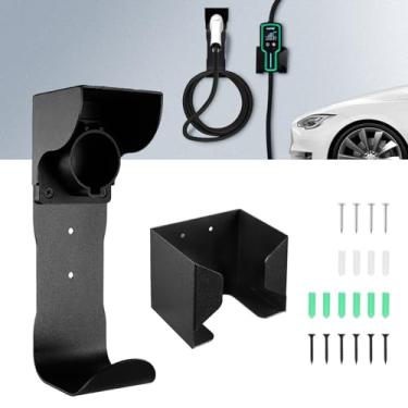 Imagem de Newruiheng Conjunto de suporte de carregador EV e caixa de controle, armazenamento de carregador de veículo elétrico para montagem na parede, combinação de encaixe de bocal e organizador de cabos para