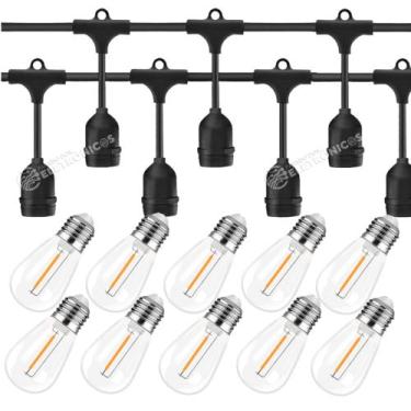 Imagem de Kit Varal de Luzes 5m com 10 Lâmpadas LED S14 110v Plástico Resistente