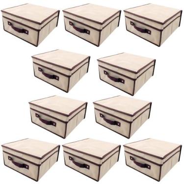 Imagem de Caixa organizadora rígida casita com tampa 28x30x15cm 10un, Bege