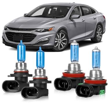 Imagem de OQSNCV Adequado para Chevrolet Chevy Malibu LS (2013-2015) e (2019-2025) Lâmpadas de farol de halogêneo, 9005 High Beam+ H11 Kit de lâmpadas de substituição para farol baixo, pacote com 4