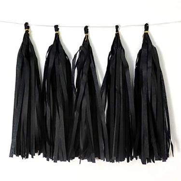 Imagem de Borla de papel para pendurar enfeites de papel da Bining Teissue decoração de festa para decorações de festa casamento, festivais, decoração de chá de bebê 20 peças, BLACK Tassel 35CM