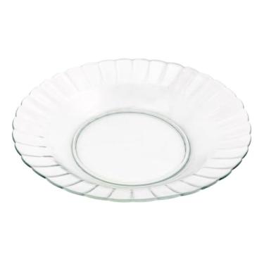 Imagem de Prato de Vidro Transparente Refeições 22,5cm Ou 20cm Mesa De Jantar Almoço e Jantar (1, BORDA 22,5CM)