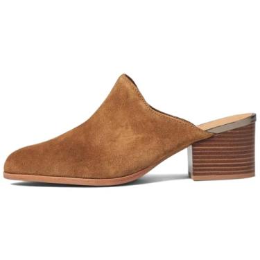 Imagem de Dystralix Sandálias Mule Femininas Marrons Salto Grosso Bloco Bico Fino Fechado Camurça Mules Sem Cadarço Alto Botas Costas Sapatos Slide Conforto Moda Casual Clube Bege Tamanho 10