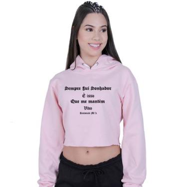 Imagem de Cropped Moletom Feminino Racionais Mcs Sonhador - Lafre, Rosa claro, G