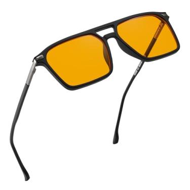 Imagem de ZIHVEUC Óculos de leitura de computador com bloqueio de luz azul âmbar 99% lente laranja para dormir melhor, tensão ocular homens e mulheres leitores de sol, Preto/branco