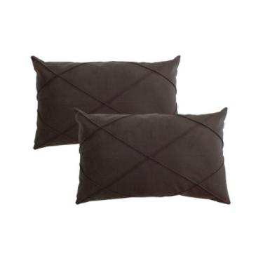 Imagem de Par de Almofada  Retangular Suede Drapeada Baguete 30x50 - Enxovais An