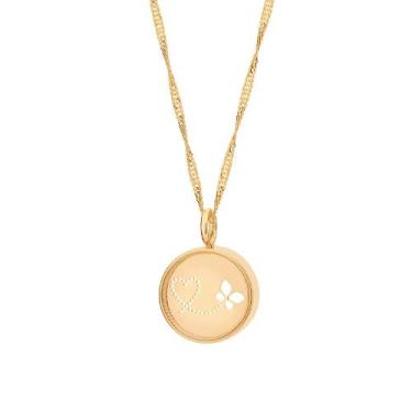 Imagem de Colar Rommanel Banhado Ouro 18k Pingente Redondo Coração E Borboleta 5