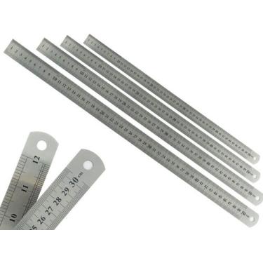 Imagem de Kit Com 4 Réguas Metal Leve De Aço Inoxidável Tamanho 50 cm Marcação B