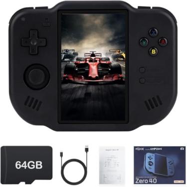 Imagem de MagicX Zero 40 Retro Handheld Game Console , 3.4 Inch IPS Screen Linux System Sunken Dual Joystick Built-in 64G TF Card Handheld Emulator Support 4.2G WiFi Bluetooth TV Output(Black)