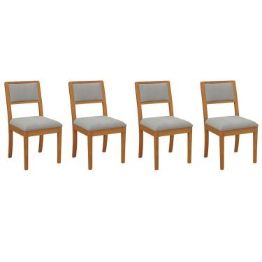 Imagem de Kit 4 Cadeiras de Cozinha Alice 4 Un Carvalho/Linho Cinza A056 - Kappesberg