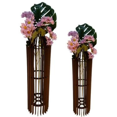 Imagem de Vaso de Chão Decorativo Grande MDF PENEDO - LENOBRE, Preto, Kit com 2 