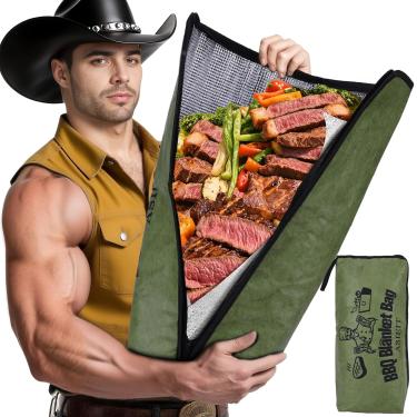 Imagem de ASIEIT Manta Para Churrasco Descansar Carne, Bolsa Térmica Reutilizável Grelhar Peito De 21 Polegadas Com Boca Larga, Presentes Homens, Grande, Carne Bovina, Ombros Porco E Perus