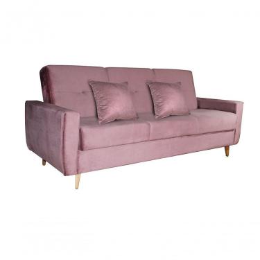 Imagem de Sofá Cama Casal Premium 3 Lugares Com Baú 2,08 Larg Pamela Matrix Veludo Turkey Rosa