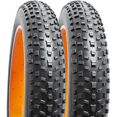 Imagem de YUNSCM 2 peças de pneu Mountain Fat Bike de 66 cm 26 x 4,0/100-559 compatível com off-road E-Bike 26 X 4 26 x 4,0 E-Bike pneu de bicicleta (Y-1003)