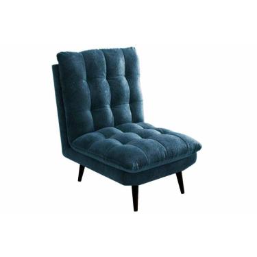 Imagem de Poltrona Decorativa p/ Sala Ibiza POL014 1 Un Carvalho/Bouclé Azul - Kappesberg