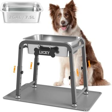 Imagem de TIDANT Tigela de água grande elevada para cães com tapete, 30 g/m2G, 4 alturas ajustáveis XX-XX, suporte de tigela de água elevada para cães grandes